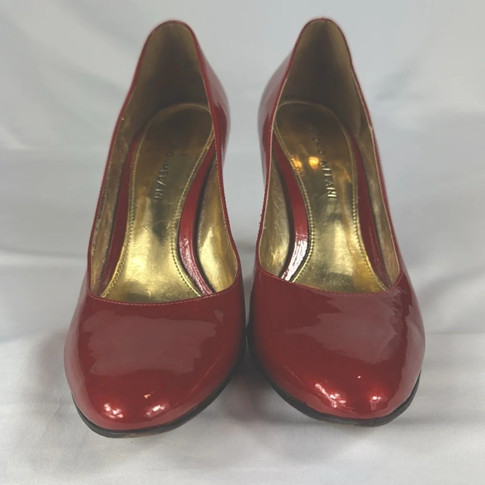 ANTONIO MELANI Red Leather High Heels Size 7M - Picture 3 of 7